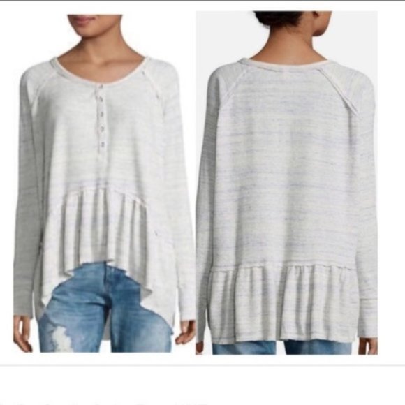Free People Tops - Free People We The Free| Henley flowy| XS| Women tops| long sleeve |peplum Gray.